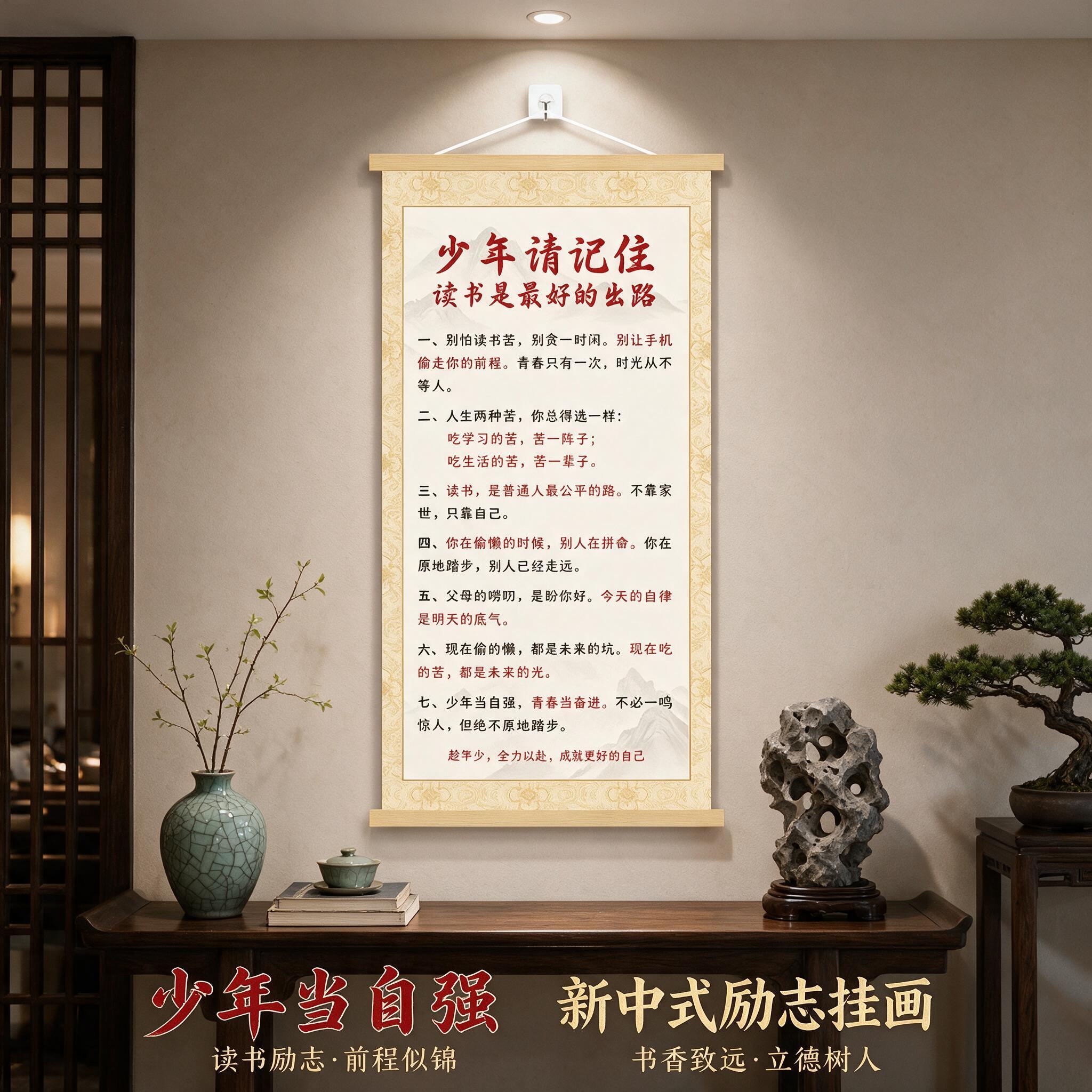 【少年请记住】家训挂画教育孩子励志客厅书房卧室背景墙装饰w
