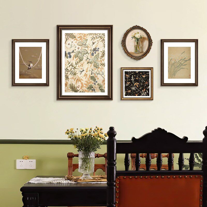 法式装饰画美式挂画中古风复古油画客厅沙发背景墙餐厅组合壁画