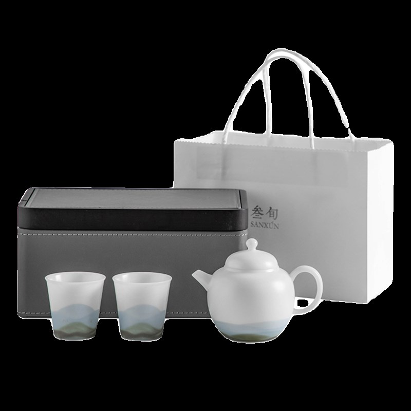 叁旬 冰种玉瓷便携式收纳盒旅行茶具功夫茶具套装快客杯送礼高档