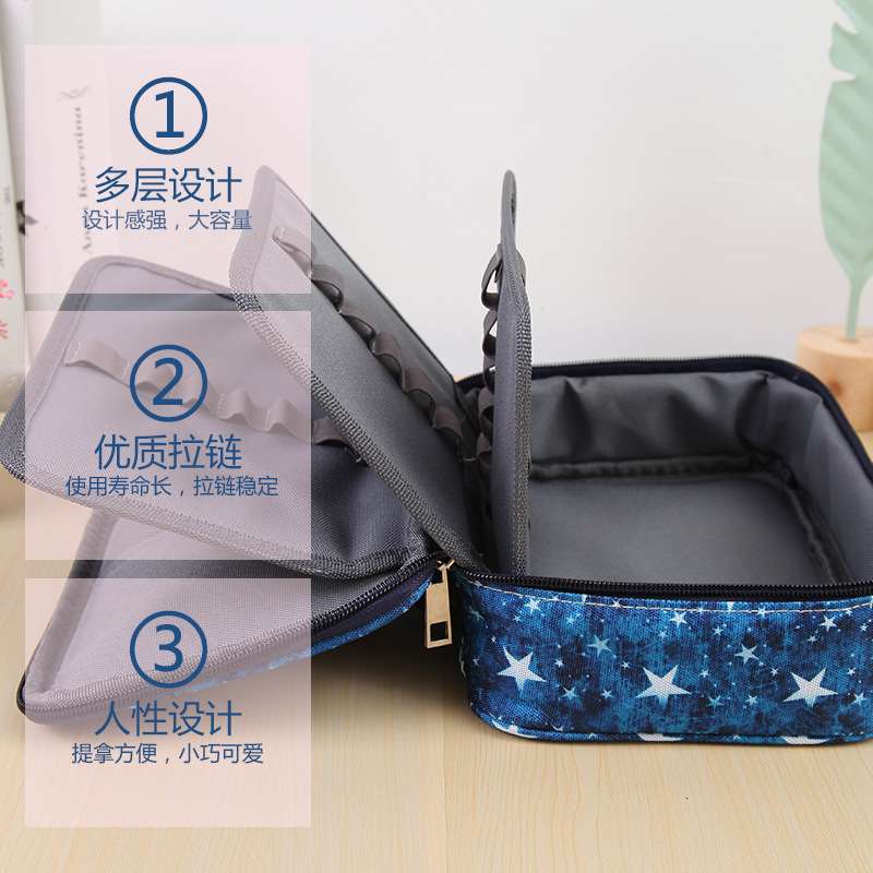 新款大容量72色彩铅笔袋美术绘画36色钢笔文具收纳袋织布笔帘文具