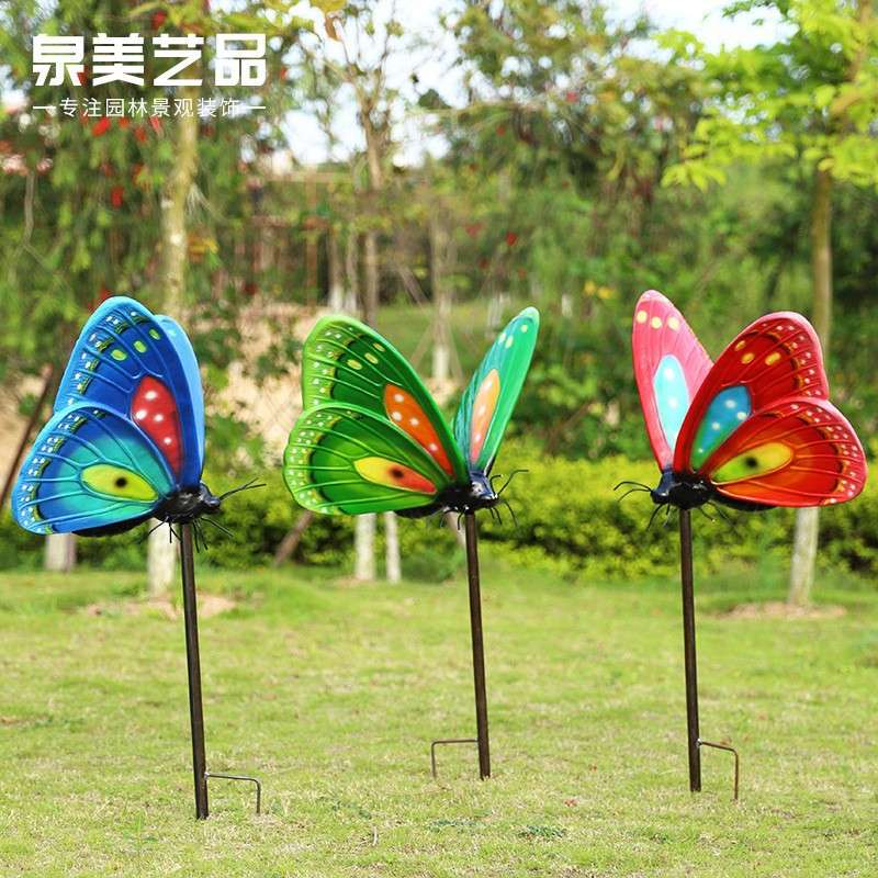 户外仿真动物蝴蝶玻璃钢雕塑园林摆件花园别墅庭院小区草地装饰品