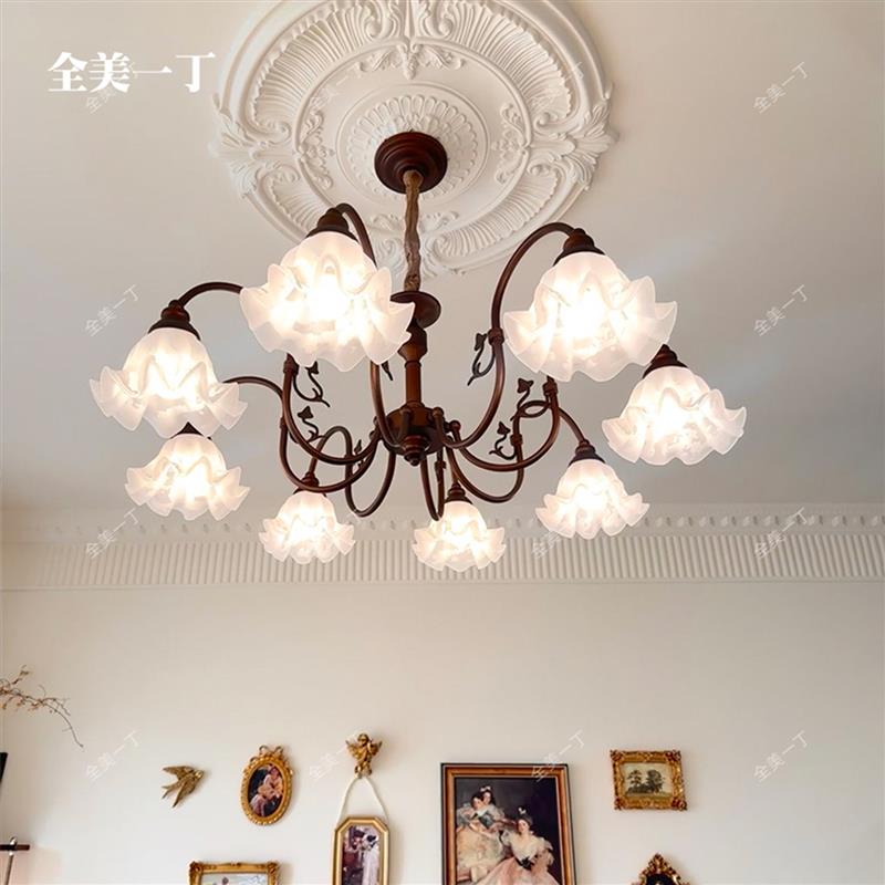 全美一丁法式复古客厅吊灯美式中古风餐厅卧室铃兰花设计师饭厅灯