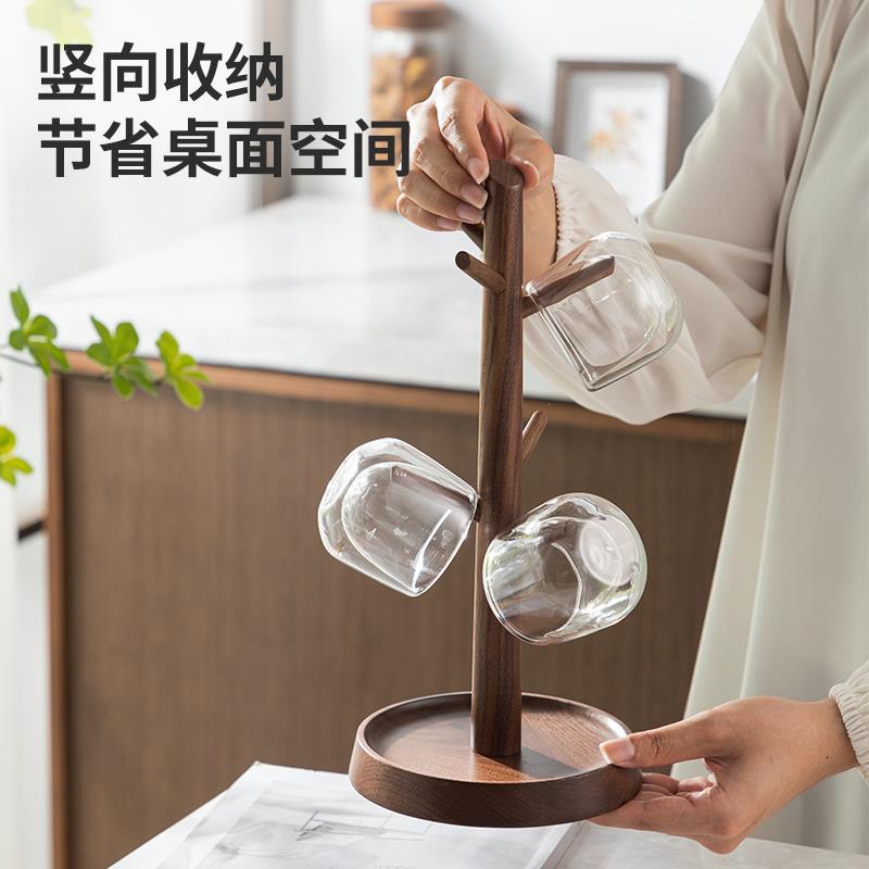 杯架实木杯子收纳置物架水杯架子茶杯收纳架倒挂咖啡杯马克杯挂架