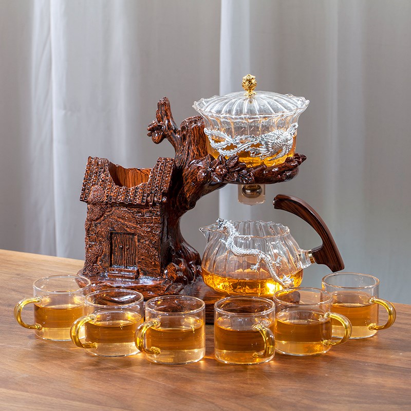 晟窑新款玻璃自动茶具套装家用轻奢懒人泡茶神器高档磁吸感应茶壶
