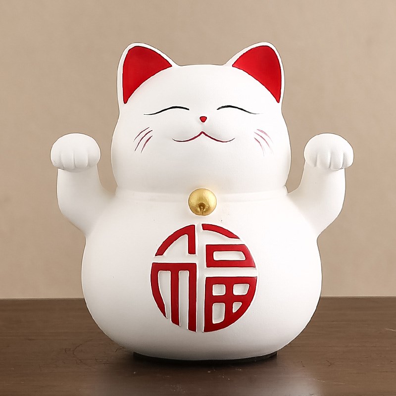 招财猫小摆件生财桌面家居客厅入户开业礼物前台收银台迷你存钱罐
