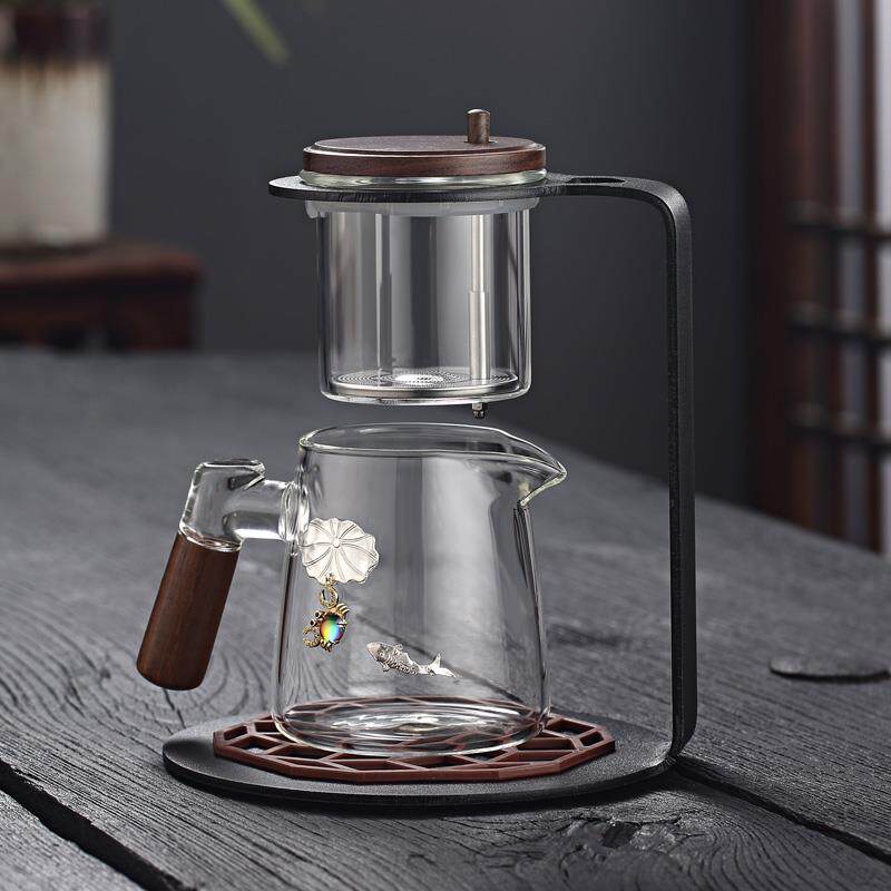玻璃飘逸杯泡茶壶一键过滤玻璃内胆茶水分离杯功夫懒人茶具冲茶器