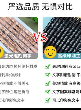 黒木刻度石墨铅笔免费刻名字定制LOGO订做小学生毕业奖品写字专用