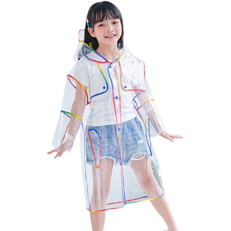儿童雨衣上学徒步男女童宝宝长款女小童学生可爱清新防水透明雨披