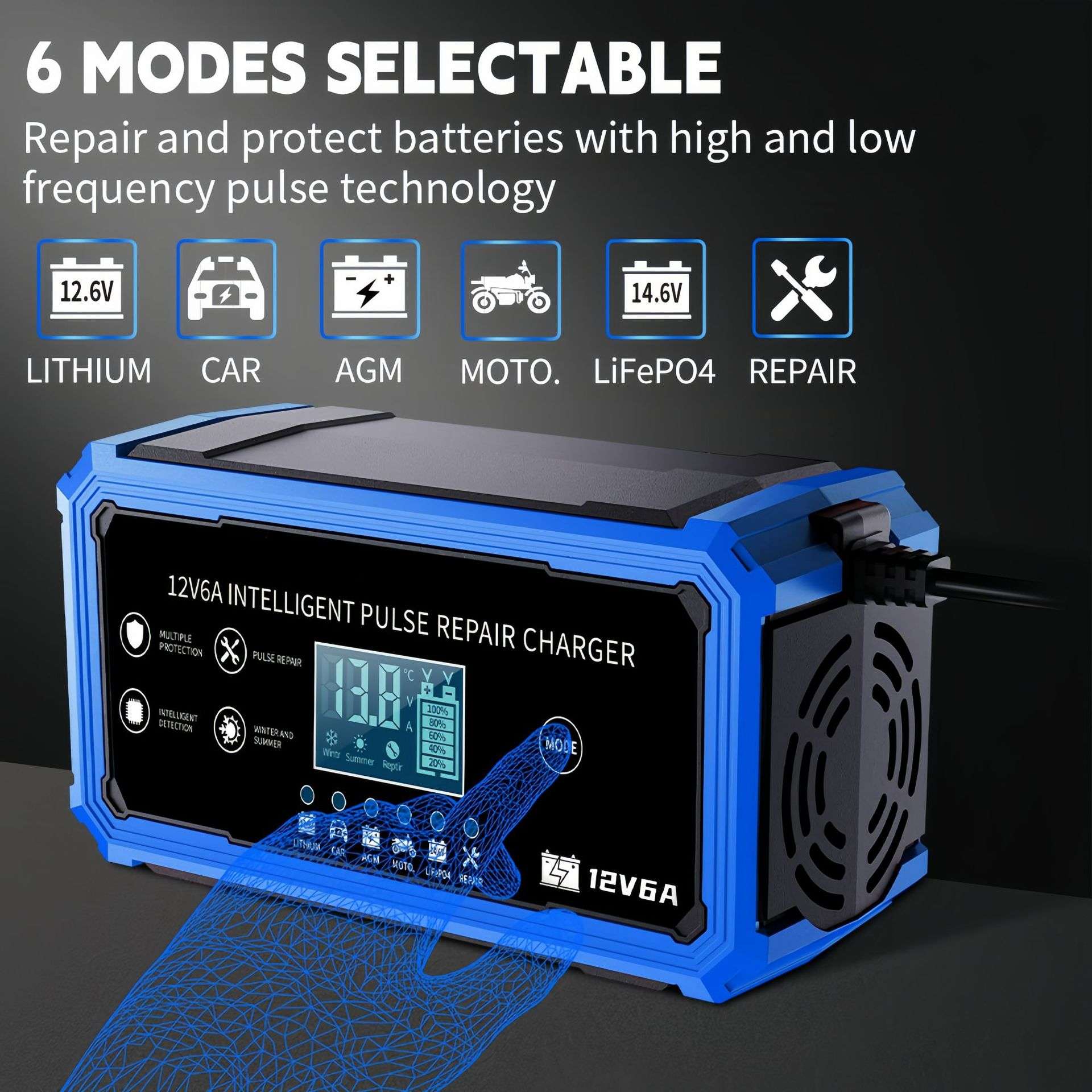汽车电瓶充电器12.6V 14.6V 三元锂电 铁锂充电器 12V铅酸充电器