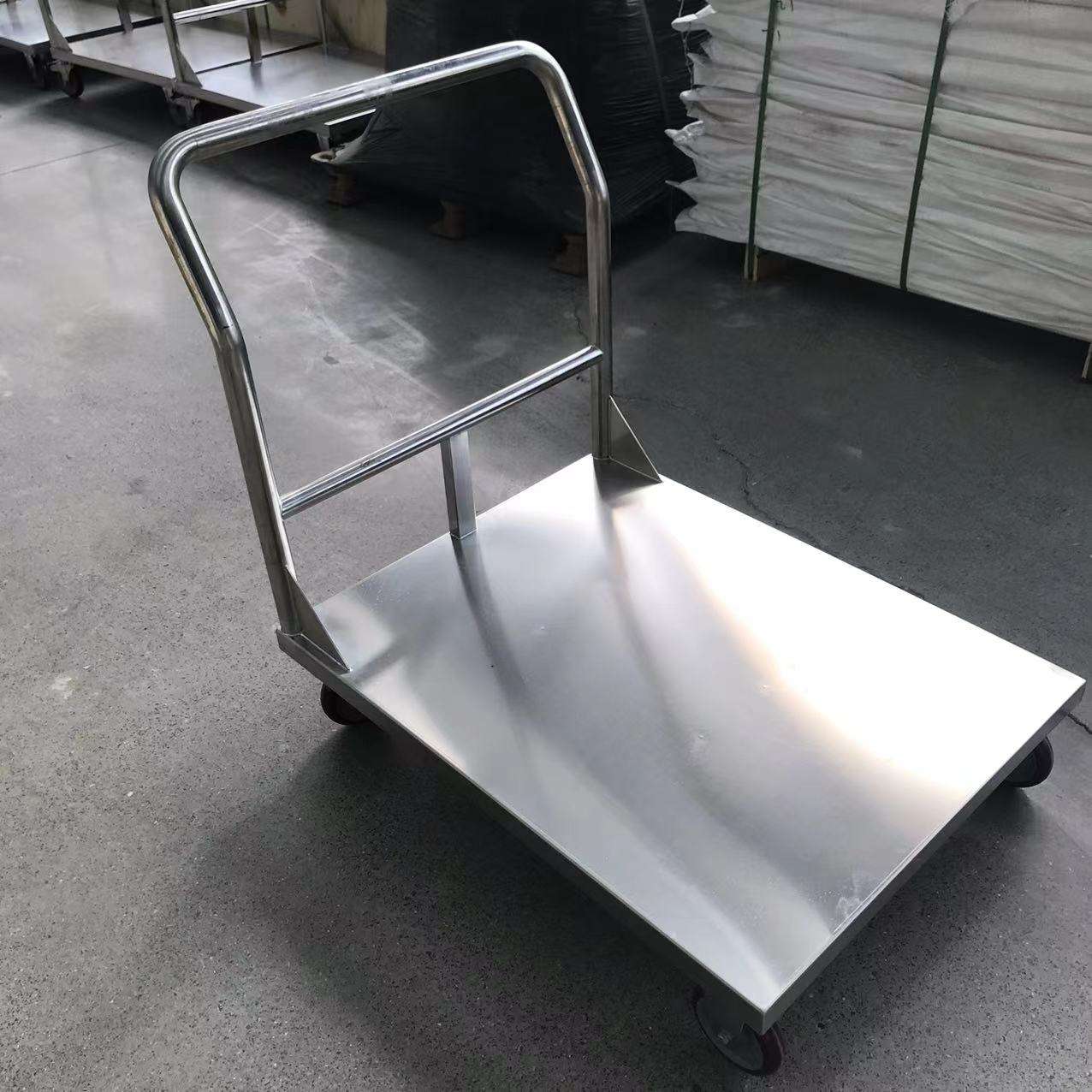 不锈钢推车仓库低噪音轮平板手推车搬运小推车车间搬运工具车