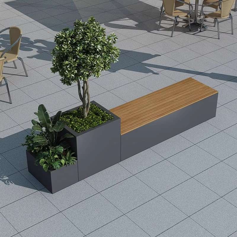 户外铁艺花箱座椅广场市政道路绿化长椅花坛树池种植箱景观休息凳