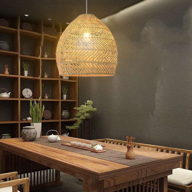 中式创意工艺藤编吊灯东南亚田园民宿客房餐厅阳台工程吧台藤艺灯