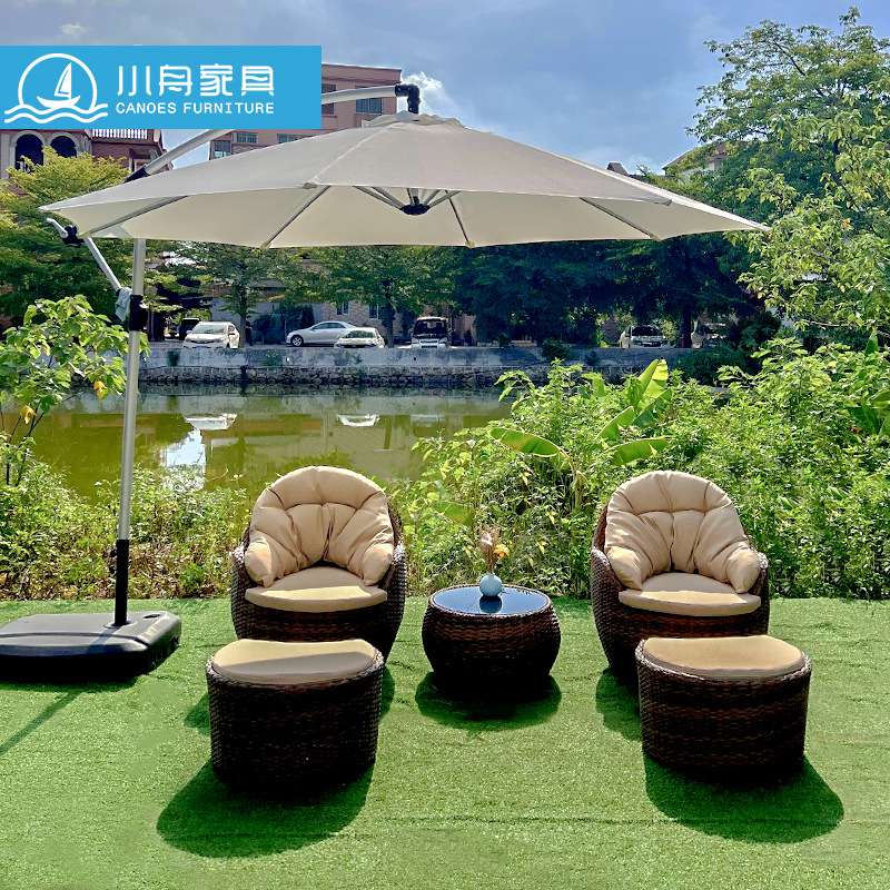 阳台露台小沙发茶几组合三件套藤沙发客厅桌椅藤编家具休闲藤椅