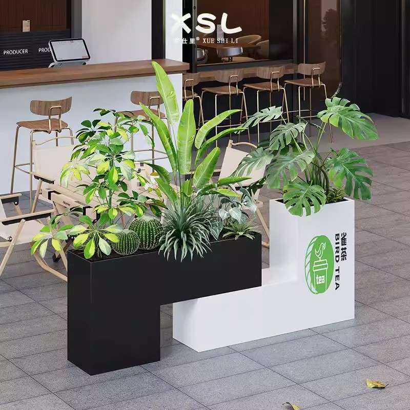 店铺组合外摆花箱围栏隔断户外铁艺种植箱金属花盆不锈钢花槽