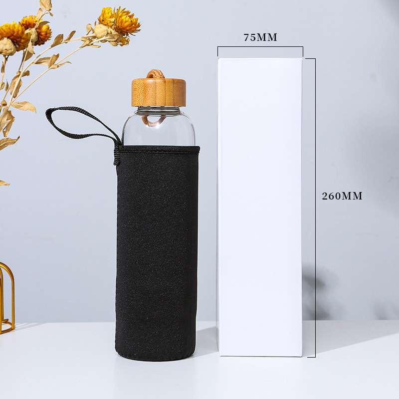 厂家供应天然水晶碎石能量杯玻璃杯竹木盖带提绳水疗杯养生杯