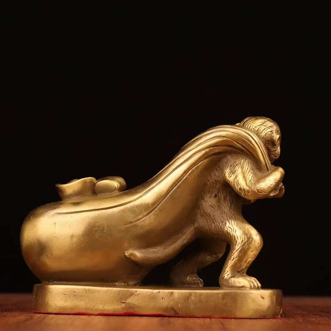 铜猴子摆件黄金袋猴如意寿桃猴封侯拜相家居客厅吉祥生肖桌面摆设