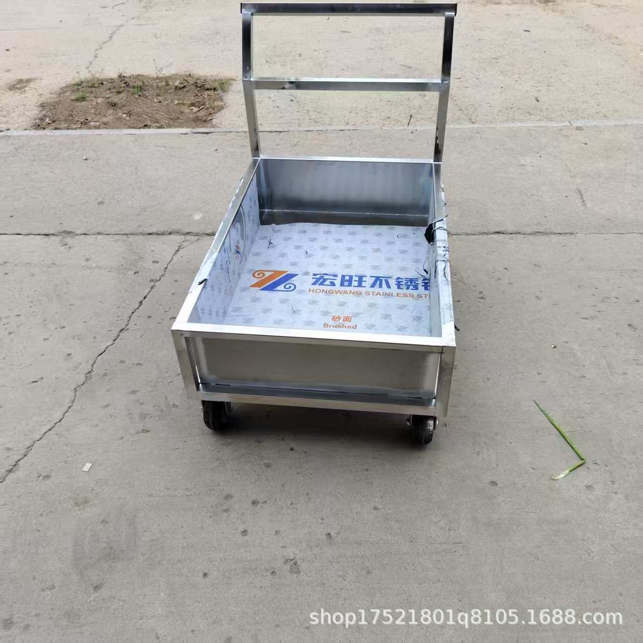 不锈钢推车仓库低噪音轮平板手推车搬运小推车行李叠搬运工具车