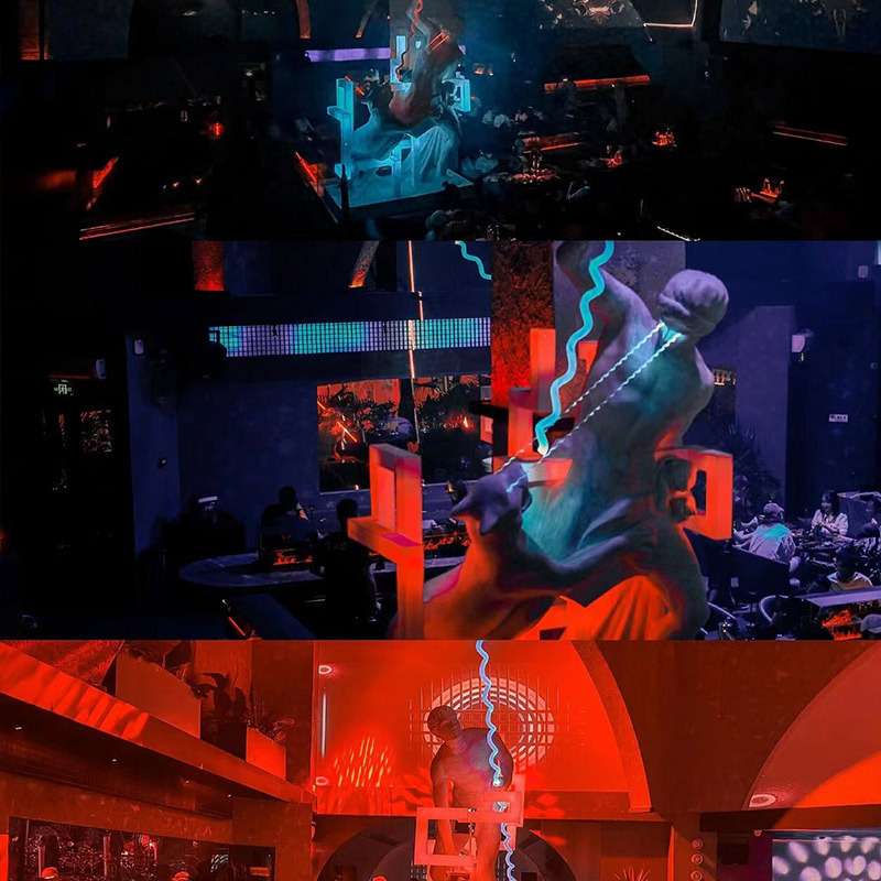 TAO酒吧牵狗人现代简约欧式人物摆件酒店商场白色人物大型摆件