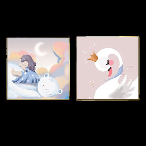 儿童房背景墙面装饰画女孩粉色公主房间壁画卧室卡通可爱床头挂画