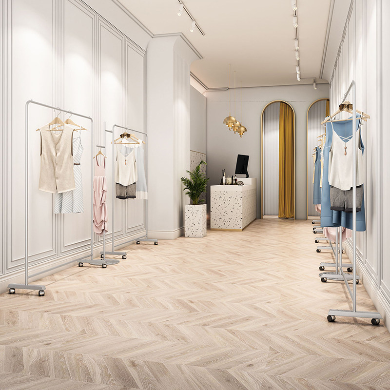 服装店衣架北欧展示架银色陈列架落地式女装店货架童装店挂衣架子