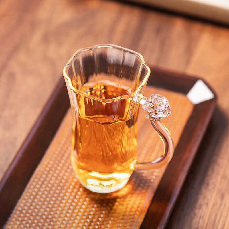 玻璃杯茶杯高档主人杯带把品茶杯手工高硼硅泡茶杯子女士个人专用