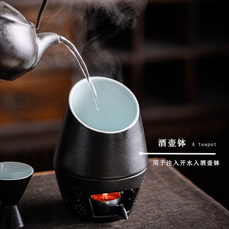 复古烫酒壶陶瓷烛台黄酒温酒器套装蜡烛加热老式家用烈酒杯礼盒装