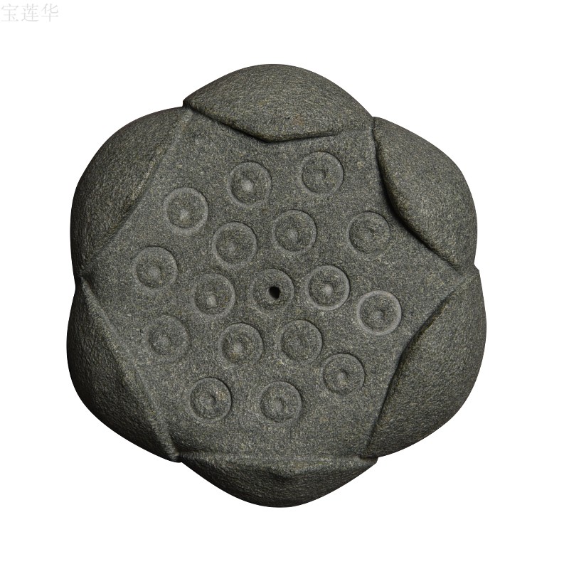 青石雕莲花托座香台 手工石雕禅意摆件 线香插盖置茶宠茶托石杯托