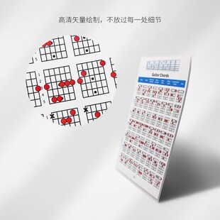 专业吉他和弦图解 民谣古典电吉他指法练习表 指板音名图学习工具