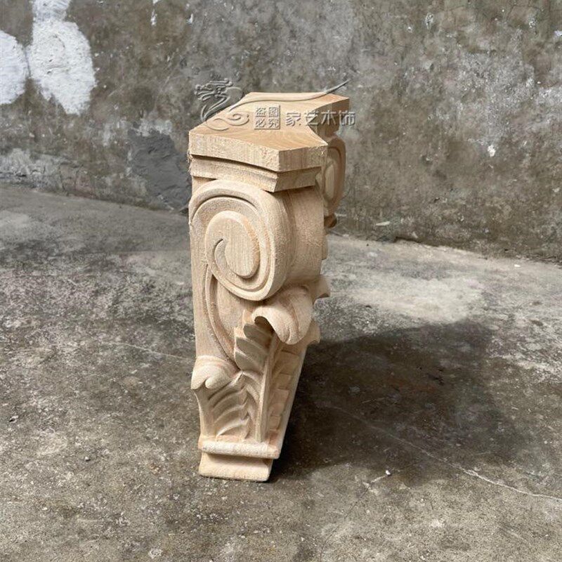 东阳木雕欧式实木加厚雕花罗马柱头墩梁托垭口背景墙护墙板装饰花