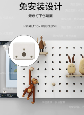 北欧洞洞板电表箱装饰画免打孔配电闸盒遮挡置物衣架竖款创意挂件