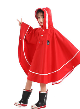 儿童雨衣女童2021 斗篷式小童幼童男小学生带书包位亲子宝宝雨披