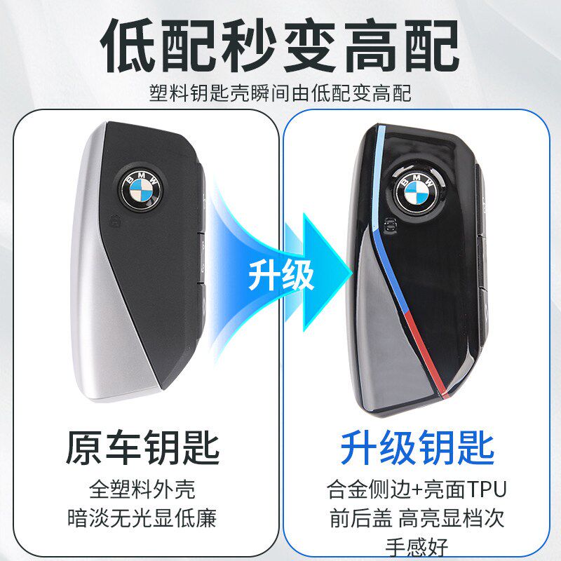 25宝马新款5系i57系X1X5X7iX升级金属钥匙壳M钥匙套替换外壳改装