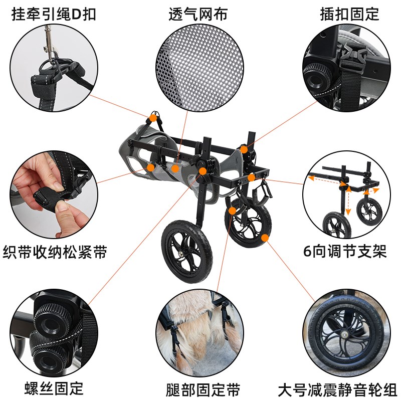 宠物狗狗轮椅助行神器老年犬后腿受伤残疾辅助后肢恢复走路出行车