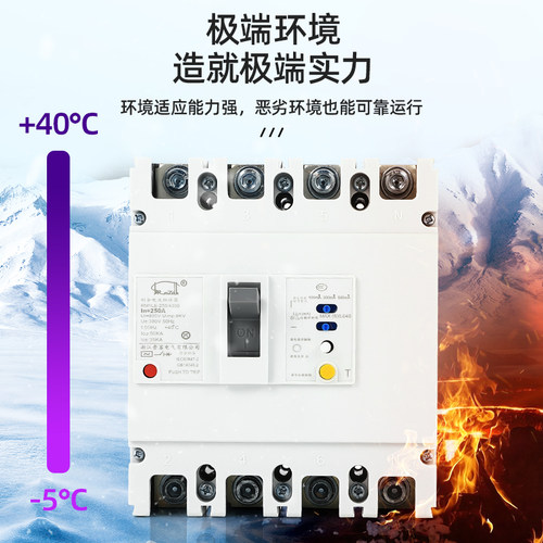 RM1LE三相四线漏电断路器漏电保护开关250a/160a/400a安全低功耗