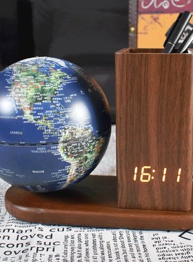 funglobe地球仪13cm中学生小号笔筒充电时钟音乐铃学生用发光夜灯