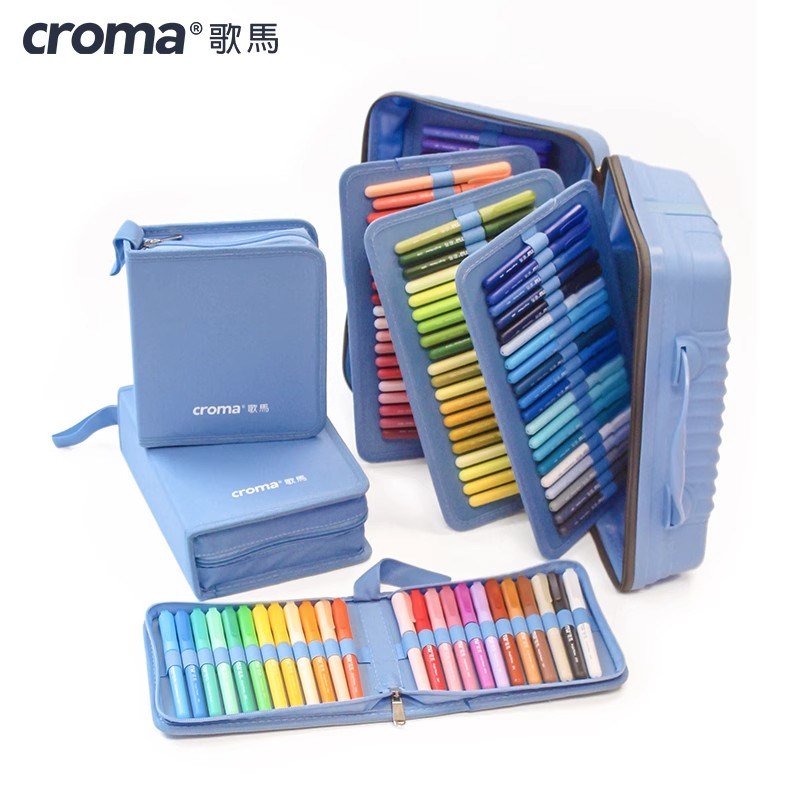 歌马croma可替换墨囊直液式软头丙烯马克笔套装美术专用水彩画笔