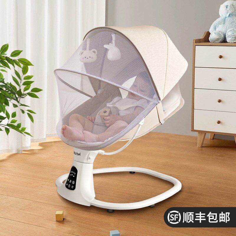 婴儿摇椅哄娃神器新生儿摇床可折叠安抚椅宝宝哄睡电动摇篮床推车
