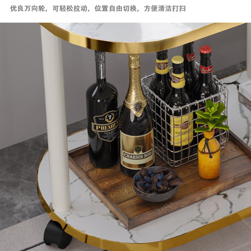 北欧轻奢风岩板大理石纹小茶几小户型沙发边几实用置物架子木