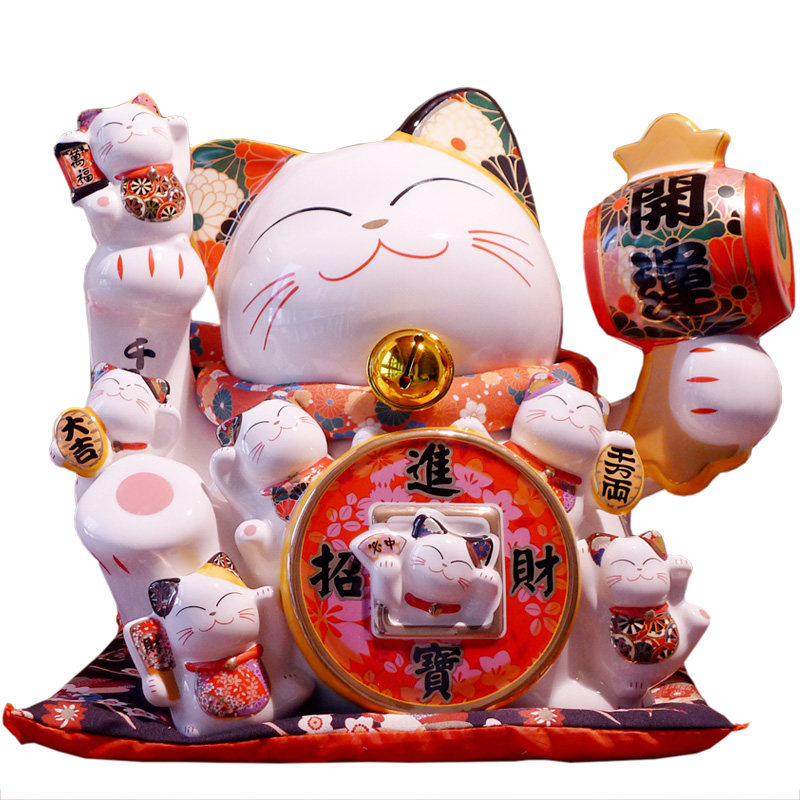 日式16寸超大 陶瓷 招财猫存钱罐 摆件开业礼品 摆设 特大发财猫