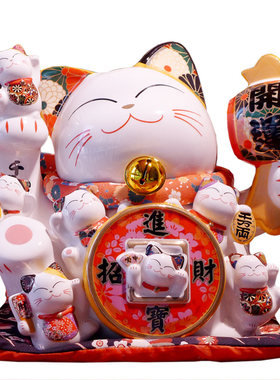 日式16寸超大 陶瓷 招财猫存钱罐 摆件开业礼品 摆设 特大发财猫