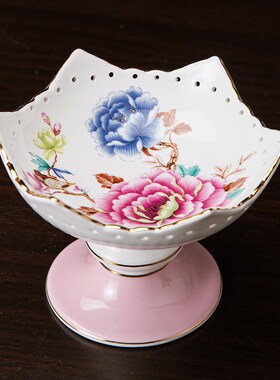 高级感高脚盘骨瓷餐具果篮水果盘零食盘干果盘家用高颜值陶瓷盘子