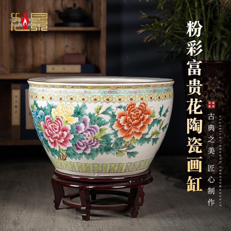 景德镇陶瓷花瓶字画缸卷轴缸收纳缸书房客厅别墅门口落地大型摆件