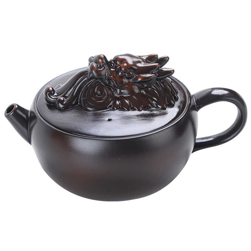 紫陶茶壶陶瓷手工壶跳刀单壶浮雕功夫茶具家用紫砂壶中式复古