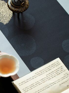 长安菊织锦茶席套装新中式禅意茶席防水茶道垫高端织锦双面茶配件