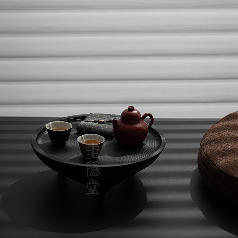 圭隐堂实木炭烧壶承日式侘寂风复古干泡台茶壶托盘家用茶台小茶几