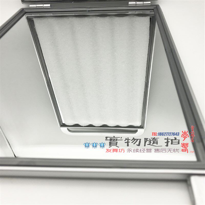 美发后镜子化妆师美容院发廊理发店影楼造型双面折叠化妆镜子银色