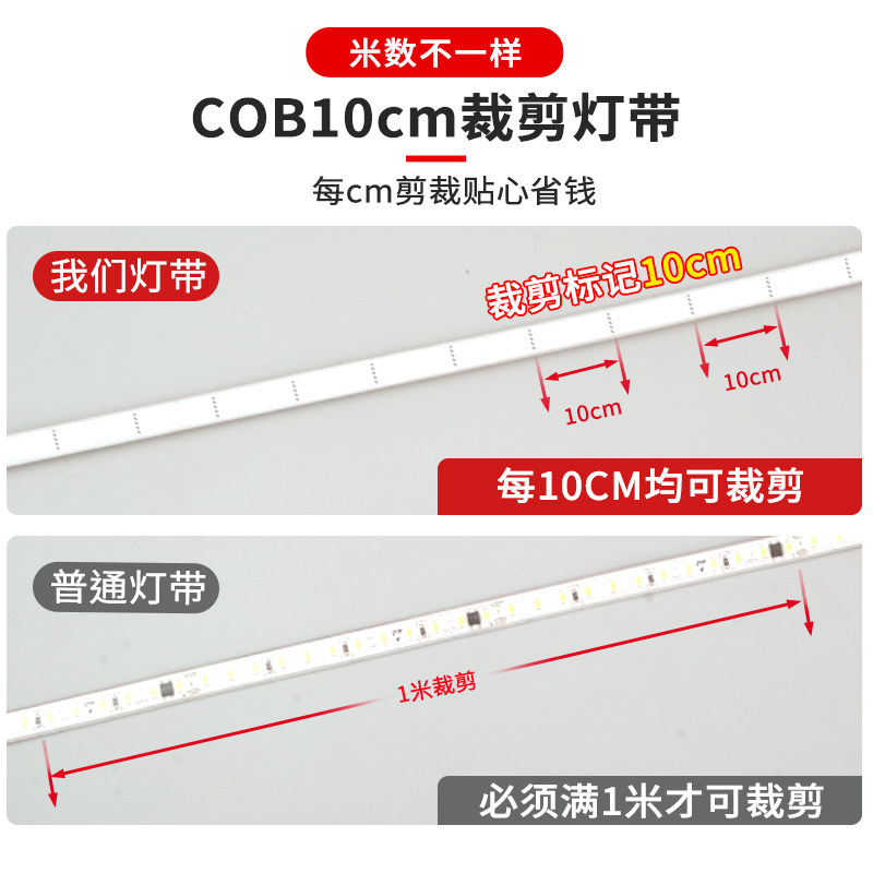220v超亮cob灯带led嵌入式户外防水线性灯自粘家用客厅吊顶软灯条