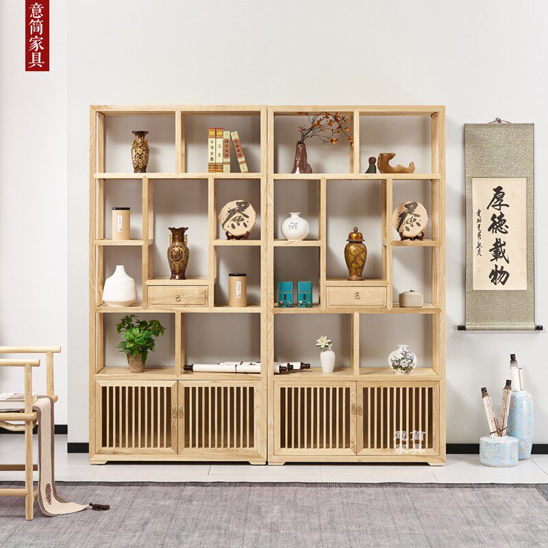 实木多宝阁中式博古架展示柜多宝阁置物架多层茶具茶室茶叶架货架