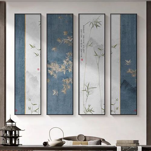 梅兰竹菊客厅装饰画新中式沙发背景墙四联壁画中国风餐厅茶室挂画