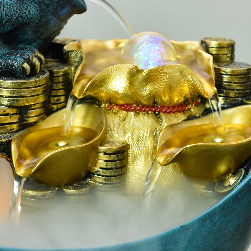 金蟾貔貅招财流水喷泉摆件客厅办公室桌面聚宝盆装饰开业乔迁礼物